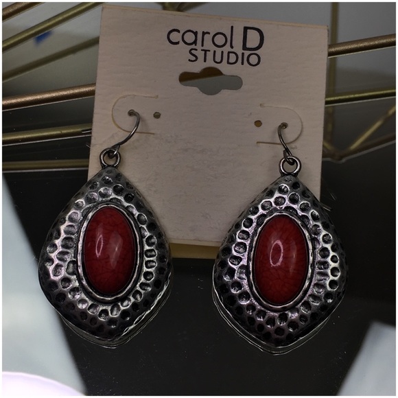 Coral And Silver Tone Earrings - Picture 4 of 5